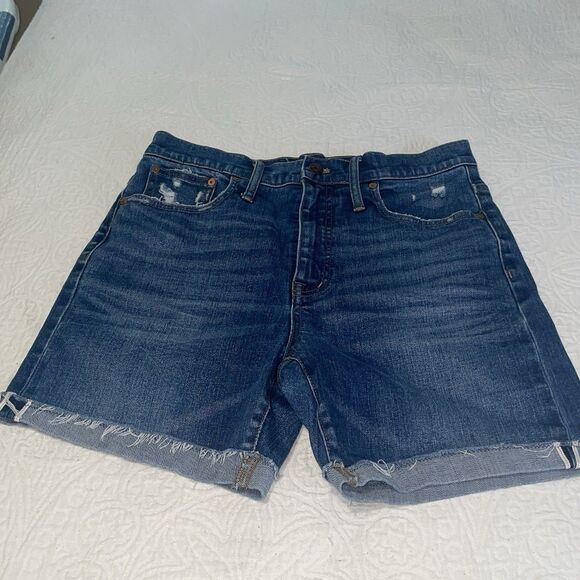 Madewell Pants - Madewell Classic Straight Jean Cuffed Cutoff Denim Shorts Size 29